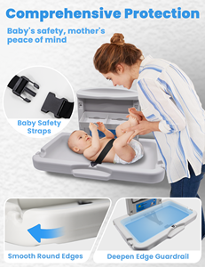 Estación de cambio de bebé comercial, soporte de pared <span class=keywords><strong>para</strong></span> pañales, estación de cambio de bebé plegable/pañales Adopt HDPE materiales seguros <span class=keywords><strong>para</strong></span> bebé - Product Image 4