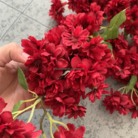 E-1026 Bunga Sakura Artifisial Gaya Baru untuk Dekorasi Meja Pernikahan dan Rumah, Bunga Sakura Merah Artifisial