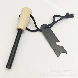 Allume-feu en tige de magnésium 8x80mm avec manche en bois et grattoir, outil de survie en extérieur - Product Image 4