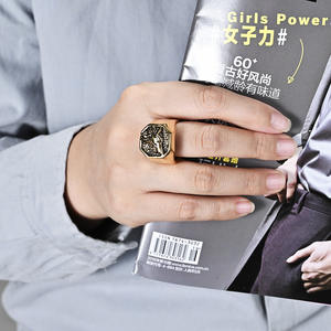 Men's <b>Wolf</b> Head Titanium Steel <b>Ring</b> Silver Gold Black Animal Jewelry Fashion Gift Hip Hop Punk Style - Product Image 2