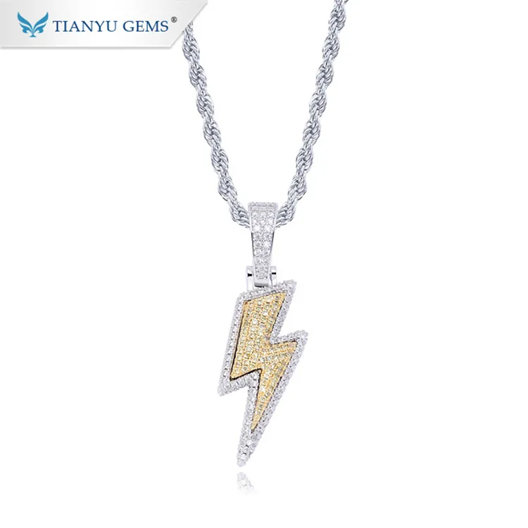 Tianyu gems statement luxury ice out moissanite mens ciondolo 14k 18k gold chains link collana personalizzata