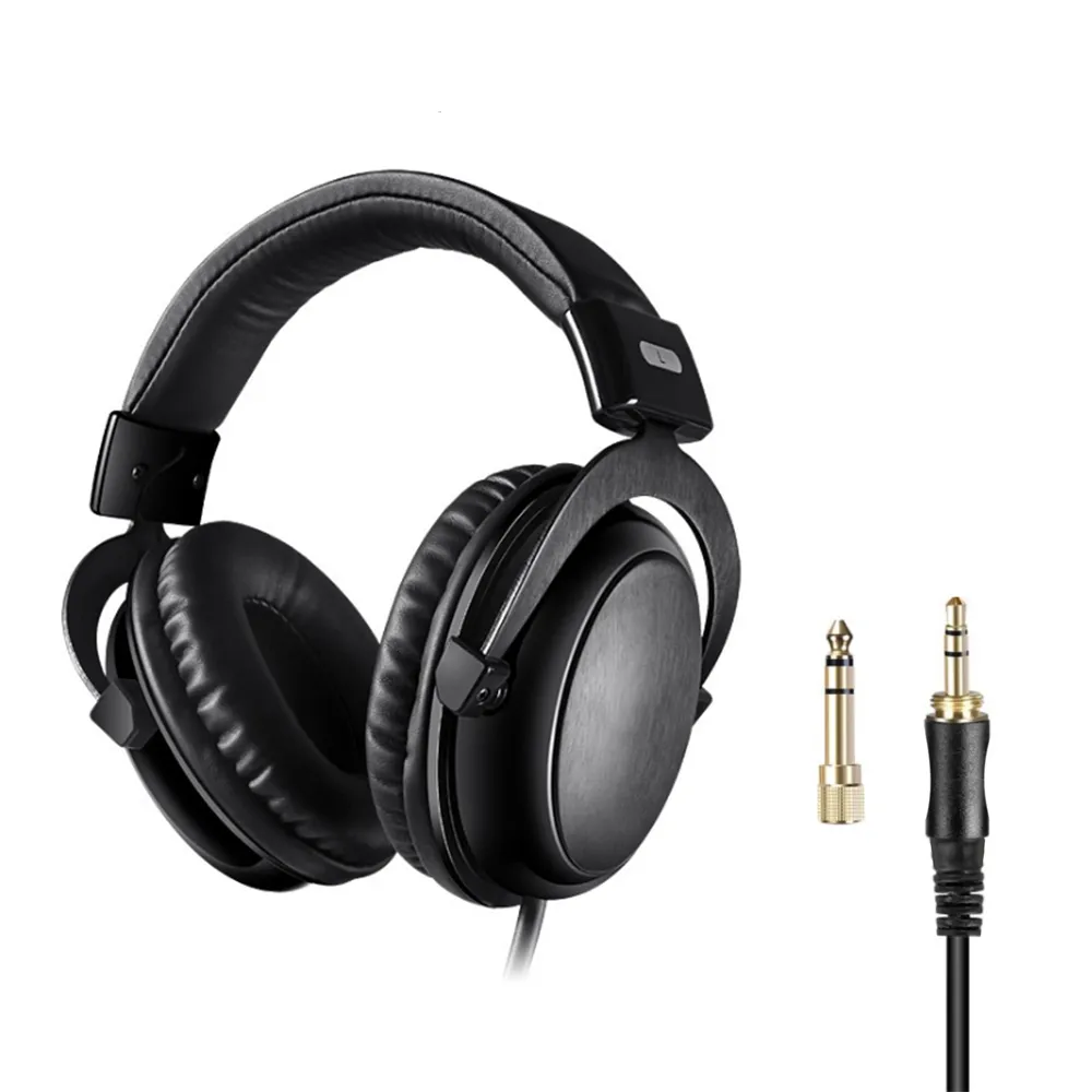 Big Earmuff L shape over ear Headset riduzione del rumore Deep bass AUX cable Wired DJ Monitor cuffie da Studio