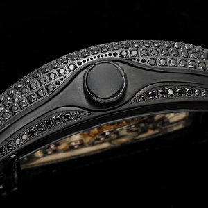 Reloj Mecánico Tourbillon con Forma de Barril, Negro, con Diamantes, Unisex, de Alta Calidad, con Incrustaciones de Diamantes, Automático, Resistente al Agua, con Cristal de Zafiro - Product Image 3