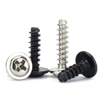 Sekrup Self Tapping Tipe F Ujung Datar dengan Washer Phillips, Sekrup Pembentuk Ulir untuk Plastik dan Logam Tipis