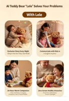 Ours en peluche parlant intelligent avec IA - Avec oreilles mobiles pour un jouet éducatif d'intelligence artificielle
