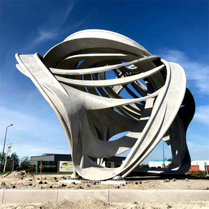 Escultura Abstracta de Acero Inoxidable, Forma Irregular, Montaje en Suelo para Exteriores, Diseño Contemporáneo, Paquete de una Sola Pieza - Product Image 2
