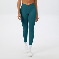 Celana Yoga Seamless Pinggang Silang Eropa dan Amerika, Pengangkat Pinggul, Pengencang Perut, untuk Fitness, Bersepeda, Lari, Olahraga Wanita