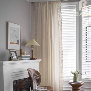 Tenda Divisoria <span class=keywords><strong>per</strong></span> Finestre in Stile Americano, Tessuto Fatto <span class=keywords><strong>a</strong></span> Mano con Motivi Floreali, Poliestere Semi-Oscurante Personalizzabile - Product Image 1