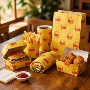 Cajas para Comida Rápida Desechables Ecológicas con Logotipo Personalizado al por Mayor, para Alitas de Pollo, Pollo Frito, Papas Fritas, <span class=keywords><strong>Hamburguesas</strong></span> y Sándwiches para Llevar - Product Image 1