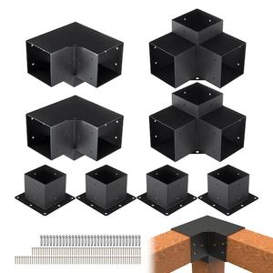 Pièces de support de pergola en acier noir, support d'angle à 3 voies à angle droit - Product Image 3