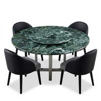 Table à manger ronde moderne de luxe en marbre vert glacé avec plateau tournant Lazy Susan assorti pour mobilier de maison et salle à manger de villa