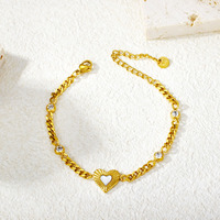 Bracelet à breloques en forme de cœur creux, plaqué or 18 carats, en acier inoxydable, pendentif cœur pêche pour femme, idéal pour un anniversaire