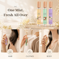 Cosméticos de Marca Privada OEM, Juego de Fragancias para el Cabello sin Alcohol de 3 Piezas con Logotipo Personalizado, Spray de Fragancia para el Cabello, Aceite Perfumado