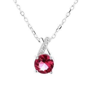 Collar de Plata de Ley 925 con Diamantes Rojos Vino, Colgante de Granate Rojo de Lujo para Mujer, Nueva Llegada, Joyería S925 Personalizable de Alta Gama - Product Image 1