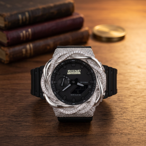 Montre Loista Jewels de luxe à mouvement quartz ETA, cadran carré, boîtier en acier inoxydable avec diamants Moissanite, bracelet en caoutchouc, pour les entreprises - Product Image 2