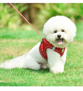 Gilet réfléchissant réglable en usine pour animaux de compagnie Oxford Mesh Rembourré Contrôle facile Harnais pour chien sans traction avec laisse de chien robuste de 5 pieds - Product Image 1