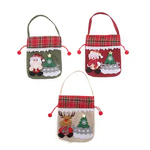 Christmas Eve Cartoon Cute Apple Bag Xmas Candy Bag Christmas Gift Decoration Santa Sacks Christmas Goody Bags