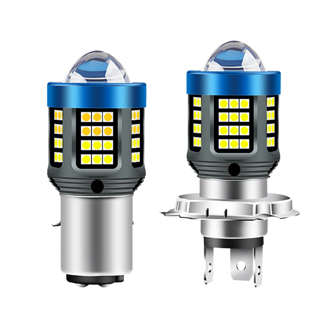 Mocell Motor133 12V 32V Dual Color LED Front Motorcycle Headlight Bulb High/Low Beam H4 BA20D P15D Retrofit/Upgrade 60-Day