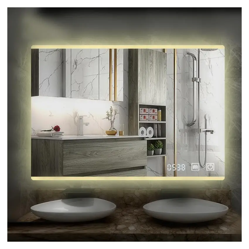 Miroir mural en verre, wi-fi, magique, écran tactile, variateur, lumières de bain, miroir de salle de bain Led intelligent