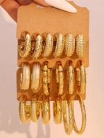 HL Wholesale Gold C-shaped Resin Personalized Fashion C-shaped Water Drop Earrings 3-Piece Set