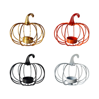Lot de bougeoirs citrouille modernes en fil de fer, porte-bougies chauffe-plat en métal ajouré de luxe pour mariages d'automne et Halloween