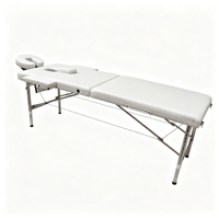 Table de massage pliable en aluminium à 2 sections avec revêtement en cuir PU, épaisseur de mousse de 4 cm, pliable et portable, pour salon de beauté et tatouage, vente en gros