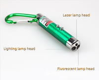 迷你 3 合 1 多功能激光笔紫外线 LED 手电筒钥匙扣登山扣