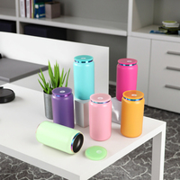 Gobelet isotherme personnalisé en acier inoxydable Cody de 16 oz, double paroi, électroplaqué arc-en-ciel, avec couvercle et paille, pour boissons froides