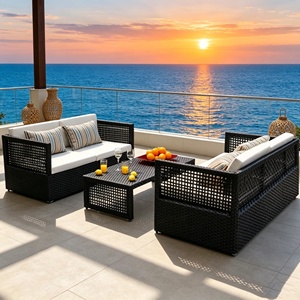 Canapé d'extérieur moderne en rotin, résistant aux intempéries, combinaison de meubles en osier pour jardin, balcon, villa – Vente directe usine à prix abordable - Product Image 3