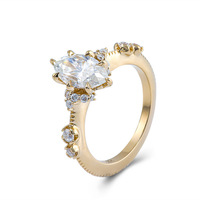 Bagues de Mariage en Or Luxe, Diamant Moissanite VVS, Coupe Marquise, Or Jaune 10K, Ensemble de Bijoux de Mariage, Bague de Fiançailles