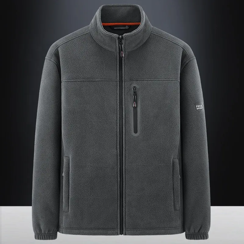 新しいデザインメンズフリースジャケット新しいぬいぐるみと厚手のスタンドカラーラムカシミアセータージャケット