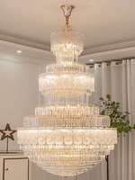 Luminaire décoratif de lustre en verre de cristal d'or de luxe de projet personnalisé de villa d'hôtel