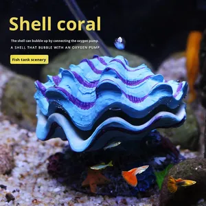 シェルサンゴオーナメントフィッシュタンク造園装飾水族館装飾マーメイドコンクバブル風景非毒性樹脂 - Product Image 5
