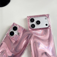 Coque de téléphone antichoc en TPU souple avec motif de soie scintillante et bords droits pour iPhone 13 14 15 16 17 Pro Max, effet ondulations brillantes