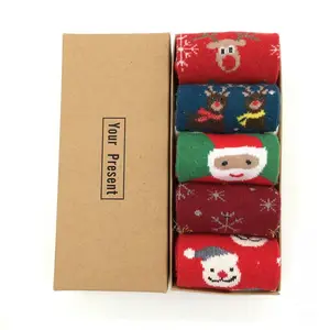 Christmas stocking box with thick warm gold silk deer stockings gift box with casual mid-tube stockings