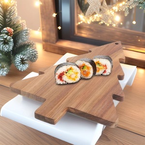 Wooden Christmas Tree <b>Tray</b> Acacia Solid Wood Irregular Shape Serving Plate For Home Dining And Hotel Use - Product Image 1