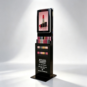 Freestanding Floor Cosmetic Display <b>Stand</b> With Digital <b>Screen</b> Lipstick Perfume Retail Display Rack For Shopping Mall - Product Image 1