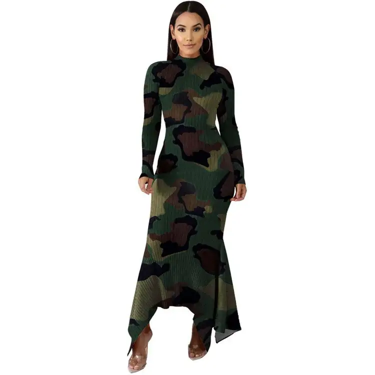 Nouveau modèle robe sexy à imprimé léopard pour femmes robes longues et décontractées en coton à manches longues droite pour femmes