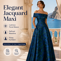 Robe de soirée asymétrique pour femme, coupe trapèze, longueur ras du sol, robe de cérémonie formelle, jacquard floral, robe pour invitée de mariage