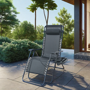 เก้าอี้ตั้งแคมป์สองชั้นแบบปรับเอนได้เลานจ์พร้อมหมอนถอดได้และโต๊ะข้างสำหรับชายหาดและโรงแรมเก้าอี้พักผ่อนแบบพับได้ - Product Image 5