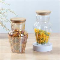 Fournisseur d'usine - Contenant de stockage pour grains de café - Pot en verre ambré avec couvercle en bambou - Pot de stockage en verre de haute qualité pour la cuisine