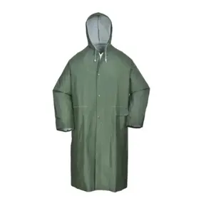 Industrial PVC/Polyester raincoat waterproof green cheaper rain wear