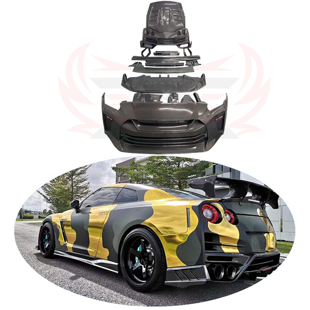 TS Style Half Carbon Fiber Full Body Kit Fit for Nissan GTR R35 2007+ Premium OEM Fitment Bumper Side Skirts Diffuser