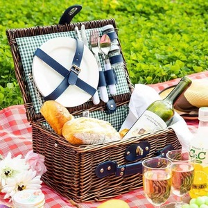 Hot bán Dệt Phong Cách liễu cách điện Cooler số lượng lớn mua sắm dã ngoại cản trở bảng Set Nắp bán buôn mây Dã Ngoại wicker thủ công mỹ nghệ - Product Image 3