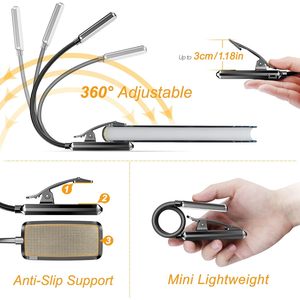 Gritin Clip On Book Light 9 <b>Led</b> Rechargeable Touch Control Eye Caring For Reading In <b>Bed</b> - Product Image 5
