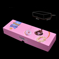 Boîte carrée en papier à motif vif pour donuts, personnalisable avec logo UV, jetable, pliable, pour boulangerie, rose, emballage pour desserts sucrés