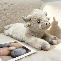 Peluche Vache des Highlands 40 cm, Douce et Moelleuse, Poupée Vache Allongée, Animal en Peluche Yak pour Cadeau d'Anniversaire Enfant