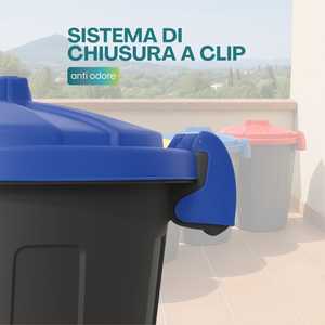 Cestino per rifiuti da 25 litri con coperchio a chiusura a clip e maniglie integrate, verde - Product Image 5