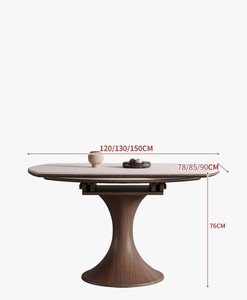 Elegante <span class=keywords><strong>Mesa</strong></span> <span class=keywords><strong>de</strong></span> Comedor <span class=keywords><strong>Redonda</strong></span> <span class=keywords><strong>de</strong></span> Madera Maciza <span class=keywords><strong>Extensible</strong></span> con Sillas Tapizadas para Oficina, Salón o Comedor - Product Image 6
