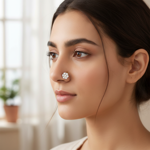 เจ็ดหินจริงจมูกสตั๊ดเพชร14K สีเหลืองทอง - Product Image 3